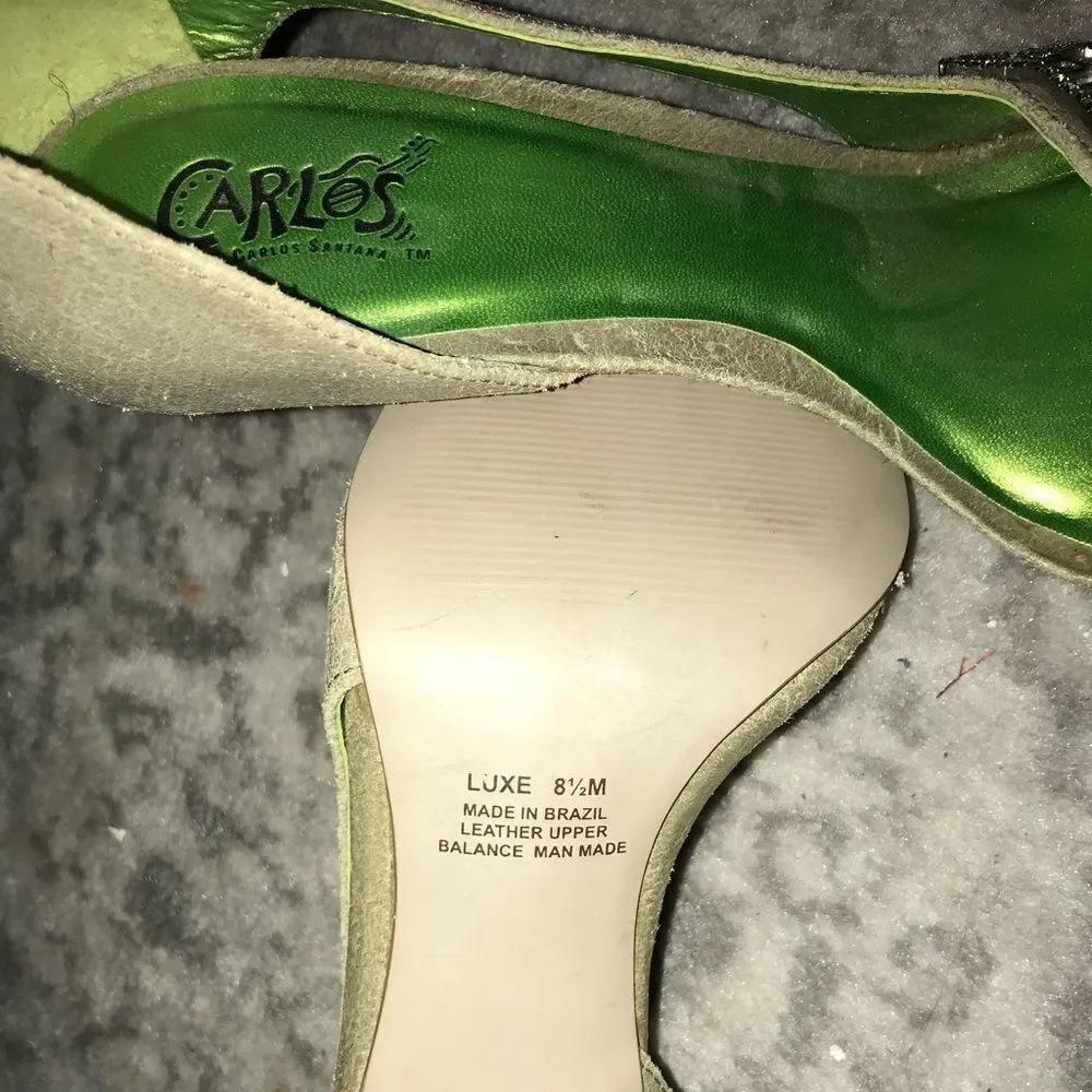 Never Worn Carlos Santana Green Suede Heels